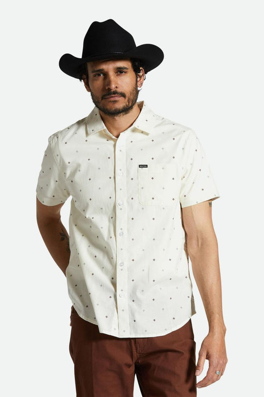 Charter Print Short Sleeve Woven Shirt - Off White Pyramid
