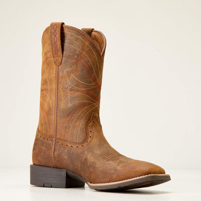 Sport Wide Square Toe Western Boot - Distressed Brown - Purpose-Built / Home of the Trades