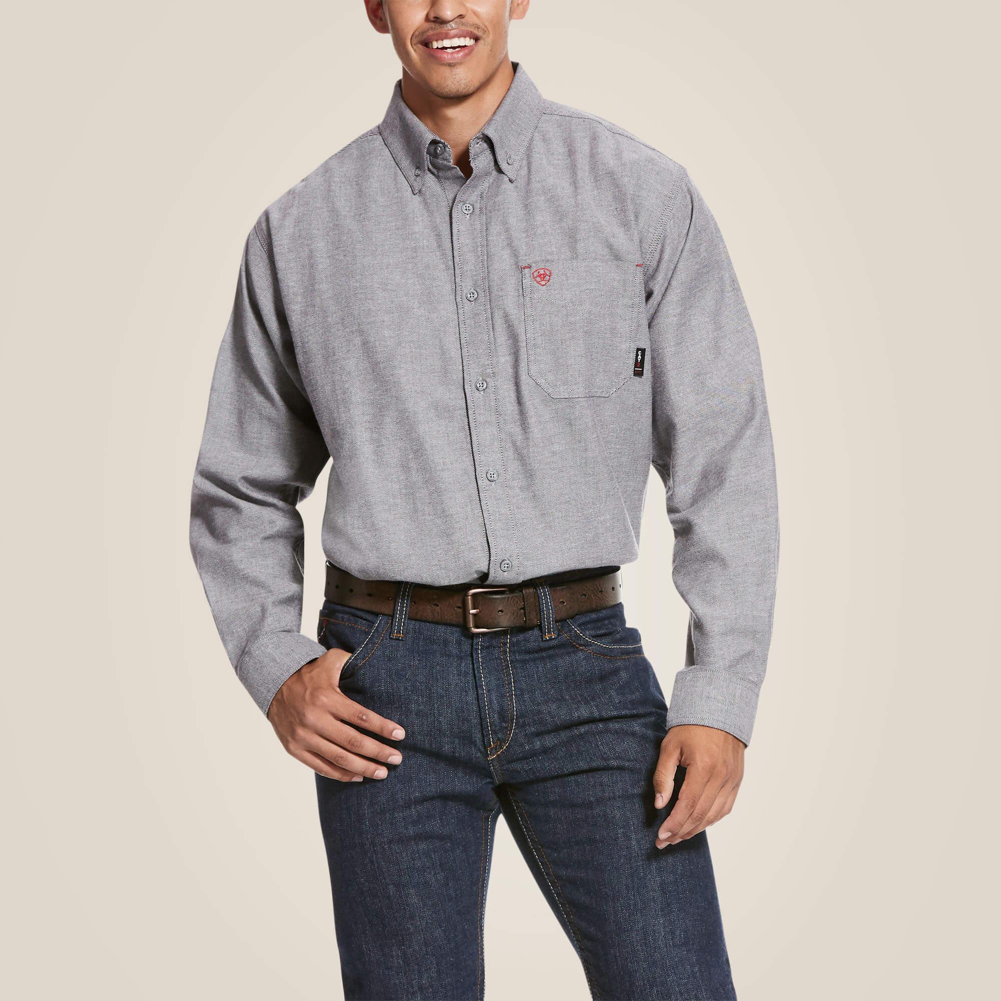 FR Solid Twill DuraStretch Work Shirt - Dark Navy Twill