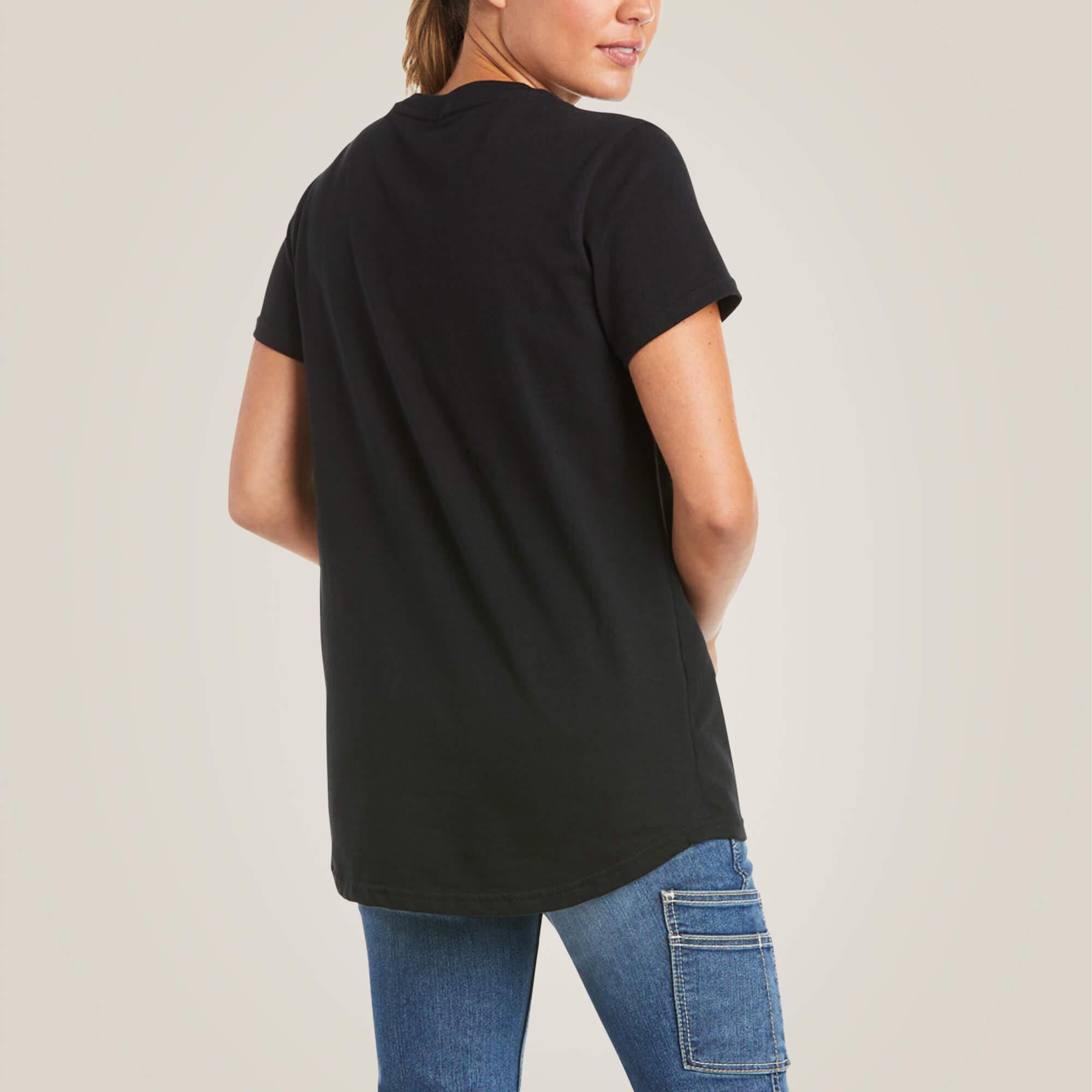 Women's Rebar Cotton Strong V-Neck Top - Black