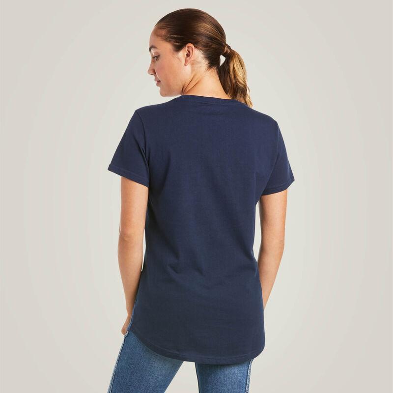 Women's Rebar Cotton Strong V-Neck Top - Navy