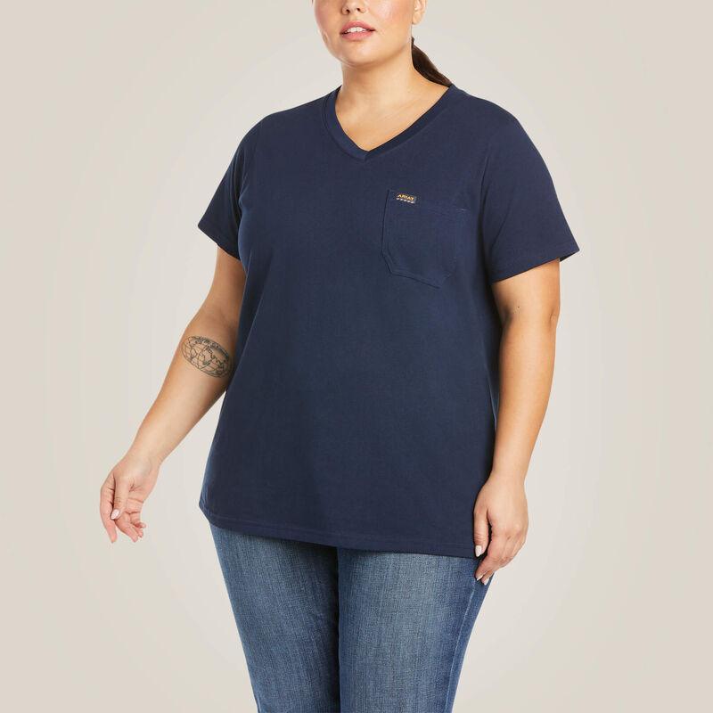 Women's Rebar Cotton Strong V-Neck Top - Navy