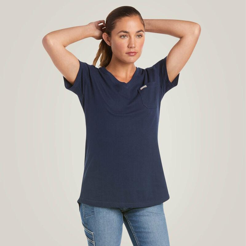 Women's Rebar Cotton Strong V-Neck Top - Navy
