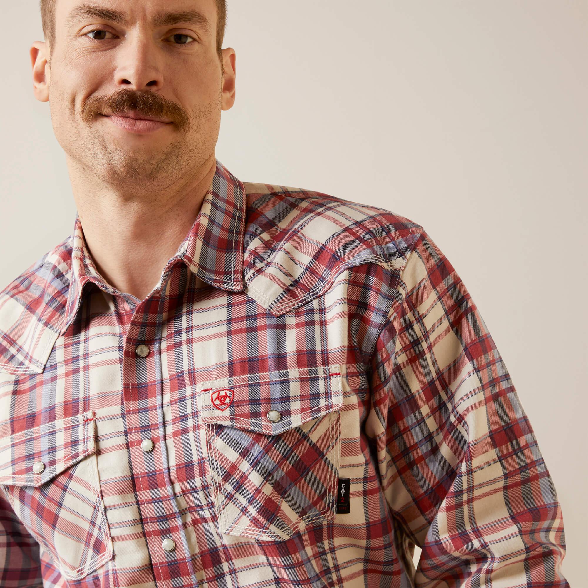 FR Dillon Retro Fit Snap Work Shirt - Red Dahl