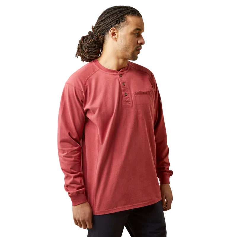 FR Air Henley, Long Sleeve - Brick Red