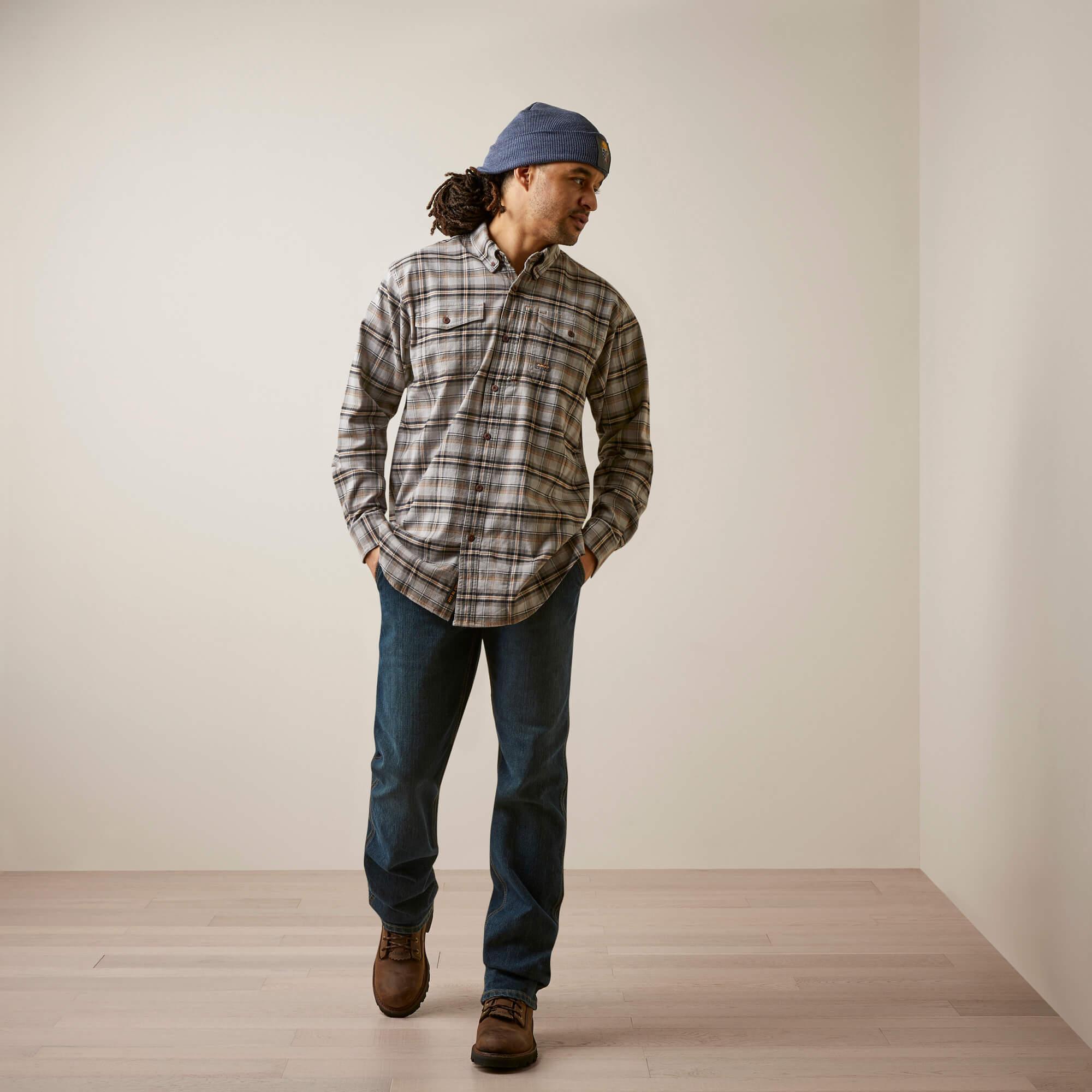 Rebar Flannel DuraStretch Work Shirt - Alloy Plaid