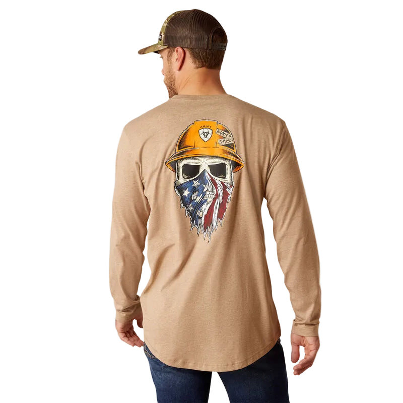 Rebar Workman Born For This T-Shirt Long Sleeve - Oatmeal Heather