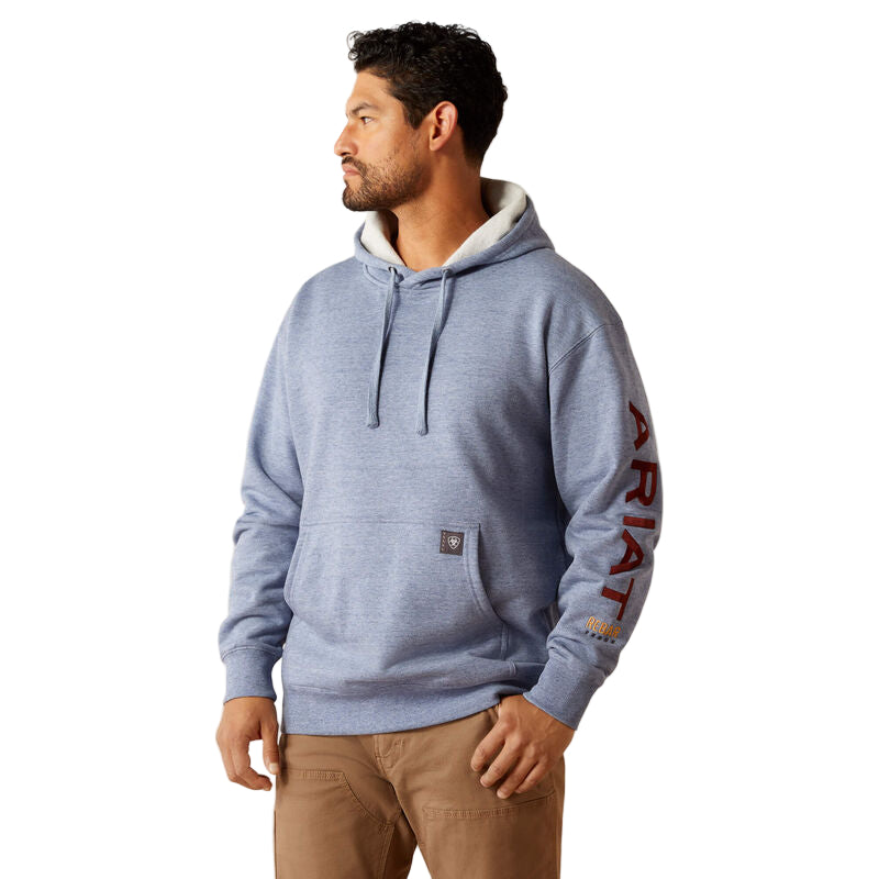 Rebar Graphic Hoodie - Colony Blue Heather/Firebrick Red