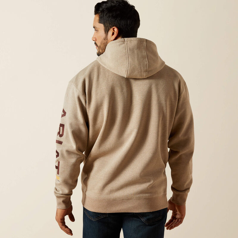 Workman Graphic Hoodie- OatmealHeather/ BitterChocolate