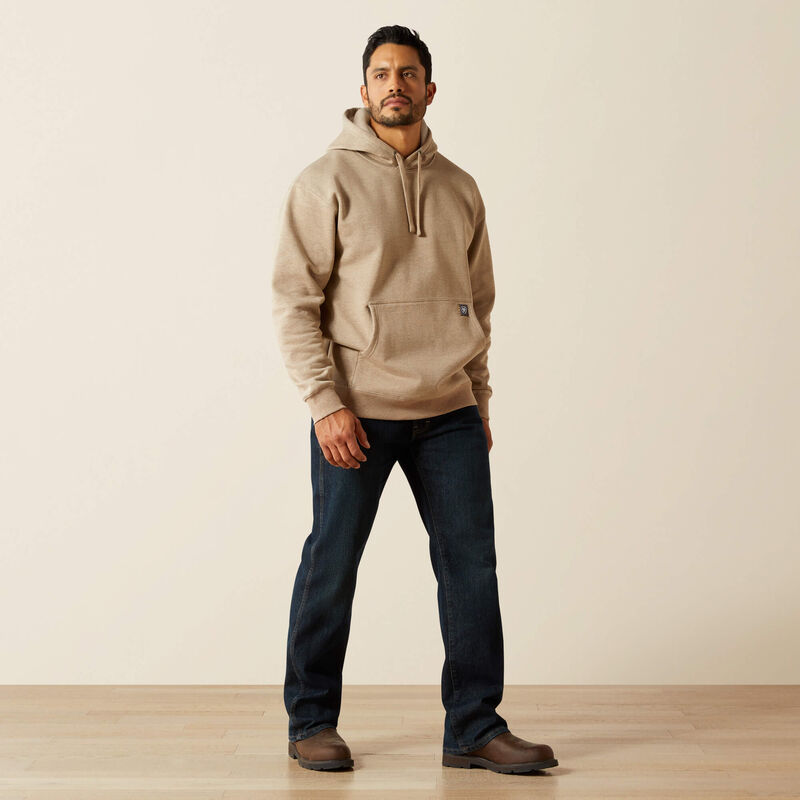 Workman Graphic Hoodie- OatmealHeather/ BitterChocolate
