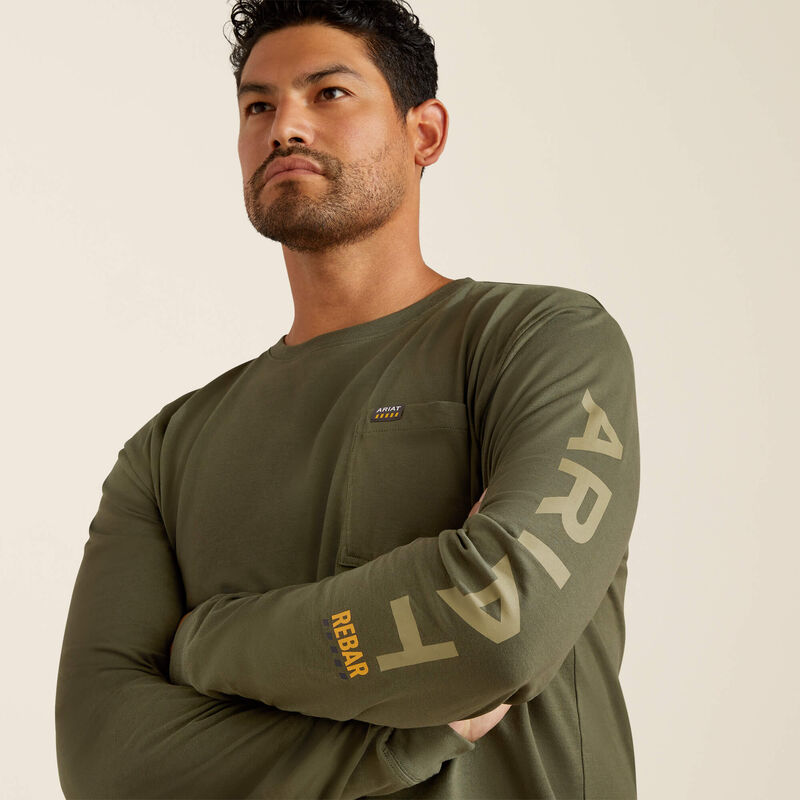 Cotton Strong Standard Logo Pocket TShirt LS- GrapeLeaf/DriedHerb