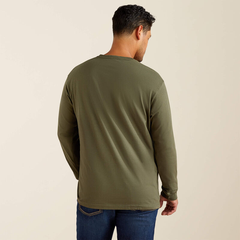 Cotton Strong Standard Logo Pocket TShirt LS- GrapeLeaf/DriedHerb