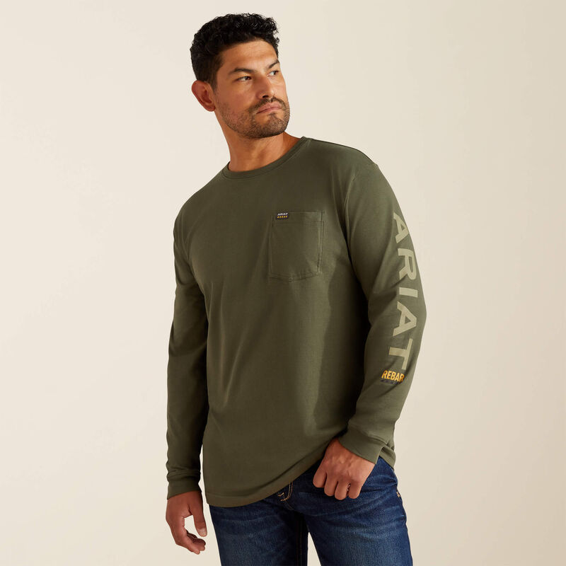 Cotton Strong Standard Logo Pocket TShirt LS- GrapeLeaf/DriedHerb