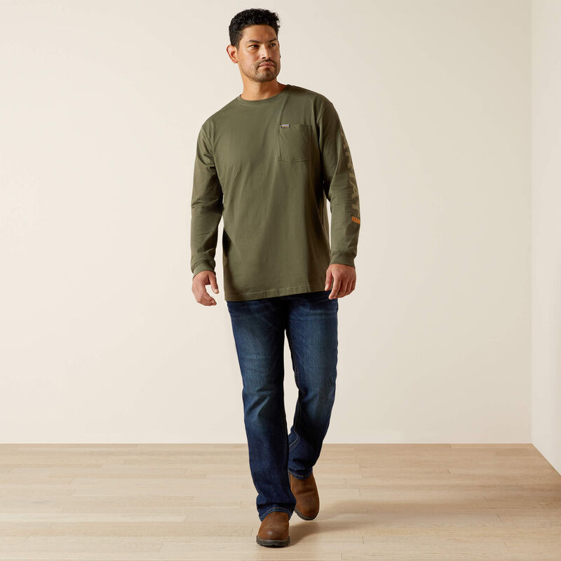 Cotton Strong Standard Logo Pocket TShirt LS- GrapeLeaf/DriedHerb