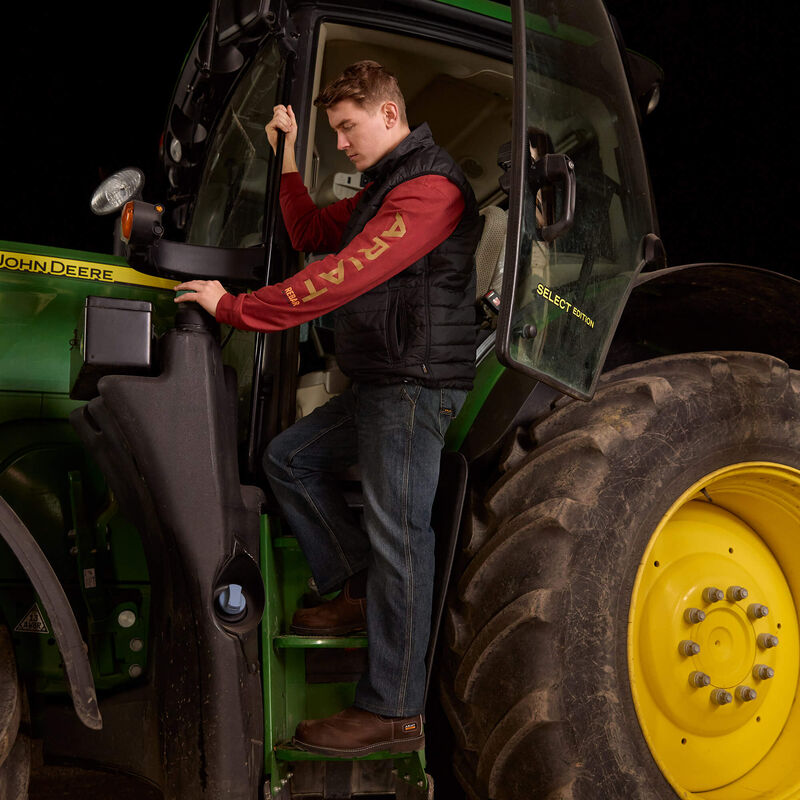 Workman Logo T-Shirt Long Sleeve, Russet Brown & Dijon