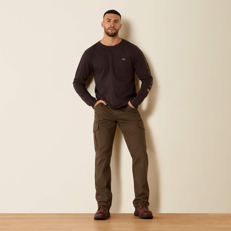 Rebar Cotton Strong Standard Logo Pocket LS T-Shirt- Licorice/Canteen