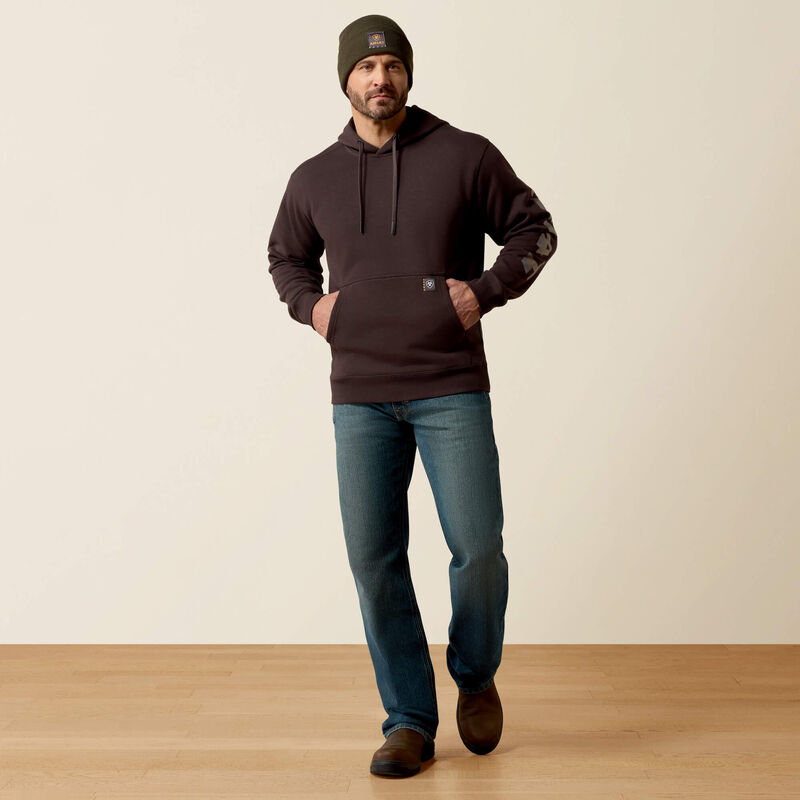 Rebar Lightweight Logo Hoodie- Licorice/Canteen