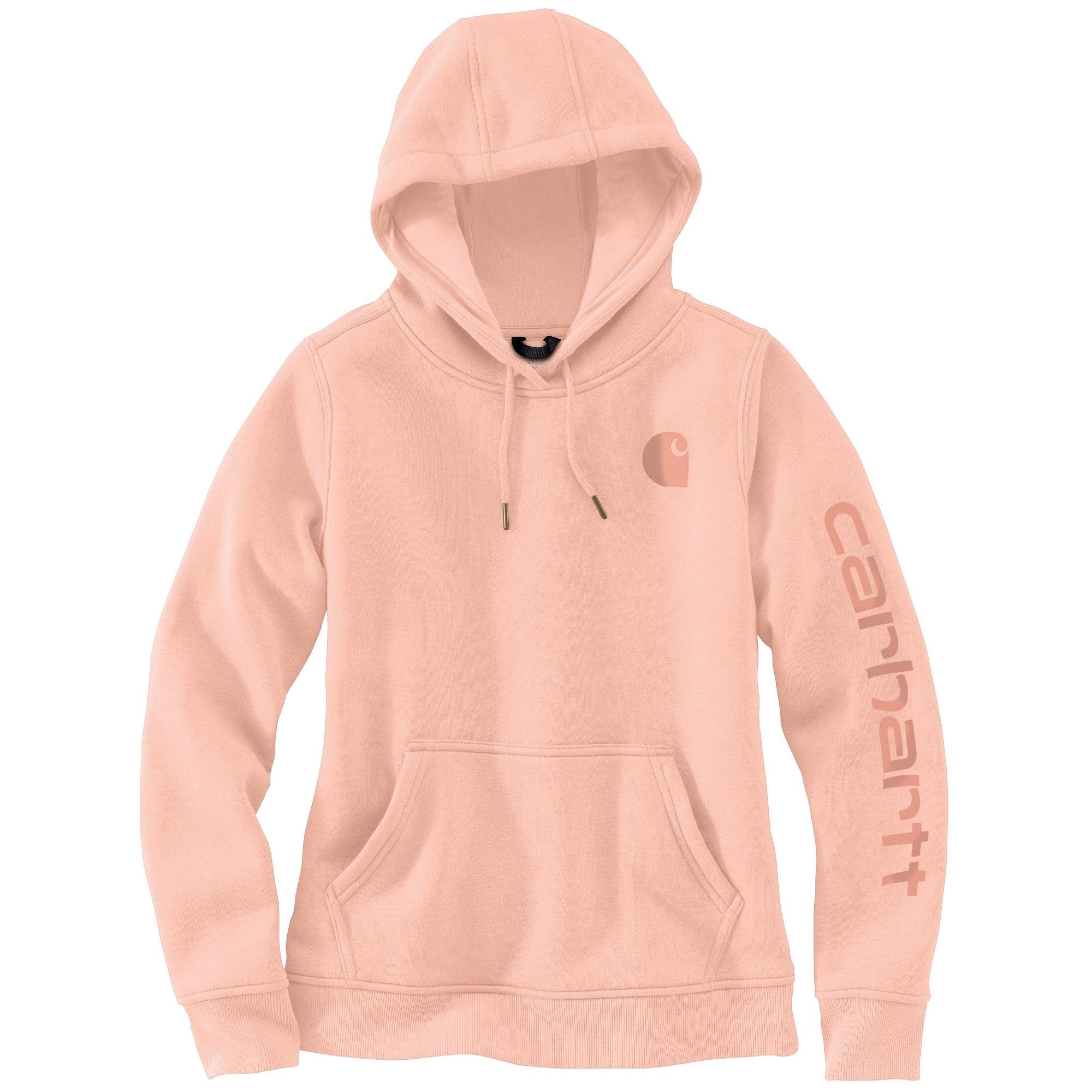 Spring 2024 102791 - Women's relaxed fit midweight logo sleeve graphic hoodie - Tropical Peach - Purpose-Built / Home of the Trades