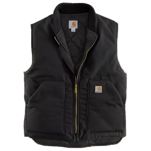 Relaxed Fit Firm Duck Insulated Rib Collar V01 Vest - Black Relaxed Fit Firm Duck Insulated Rib Collar V01 Vest - Black