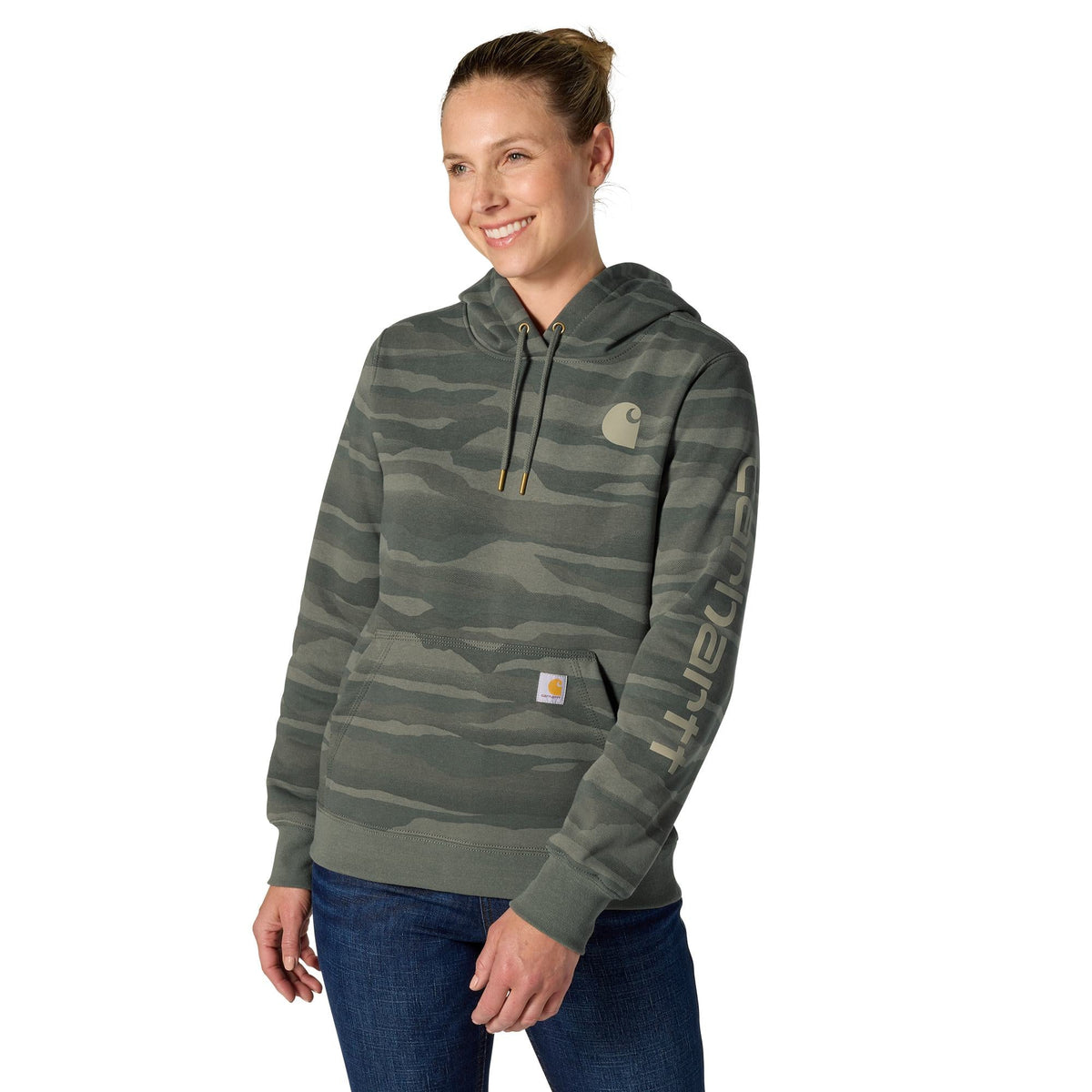 Women's Marquette Landscape Camo Sweatshirt- Dusty Olive