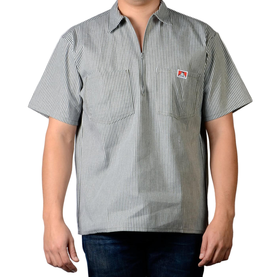 1/2 Zipper Short Sleeve Stripe, Green