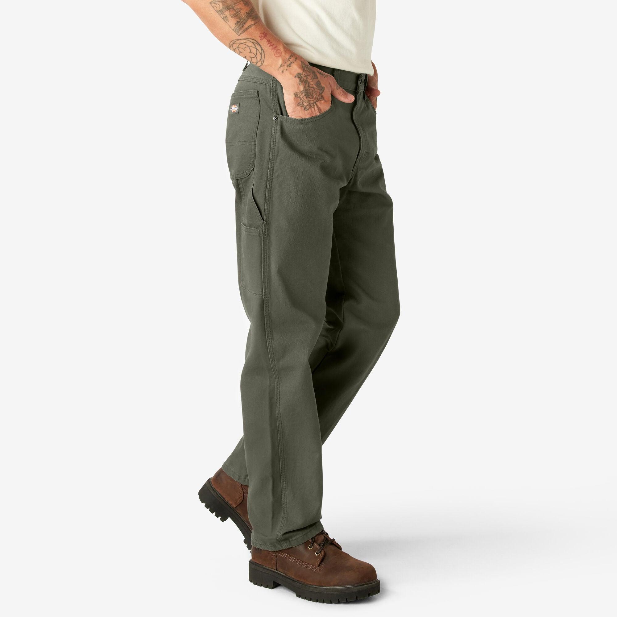 Relaxed Fit Heavyweight Duck Carpenter Pants, Rinsed Moss Green - Purpose-Built / Home of the Trades