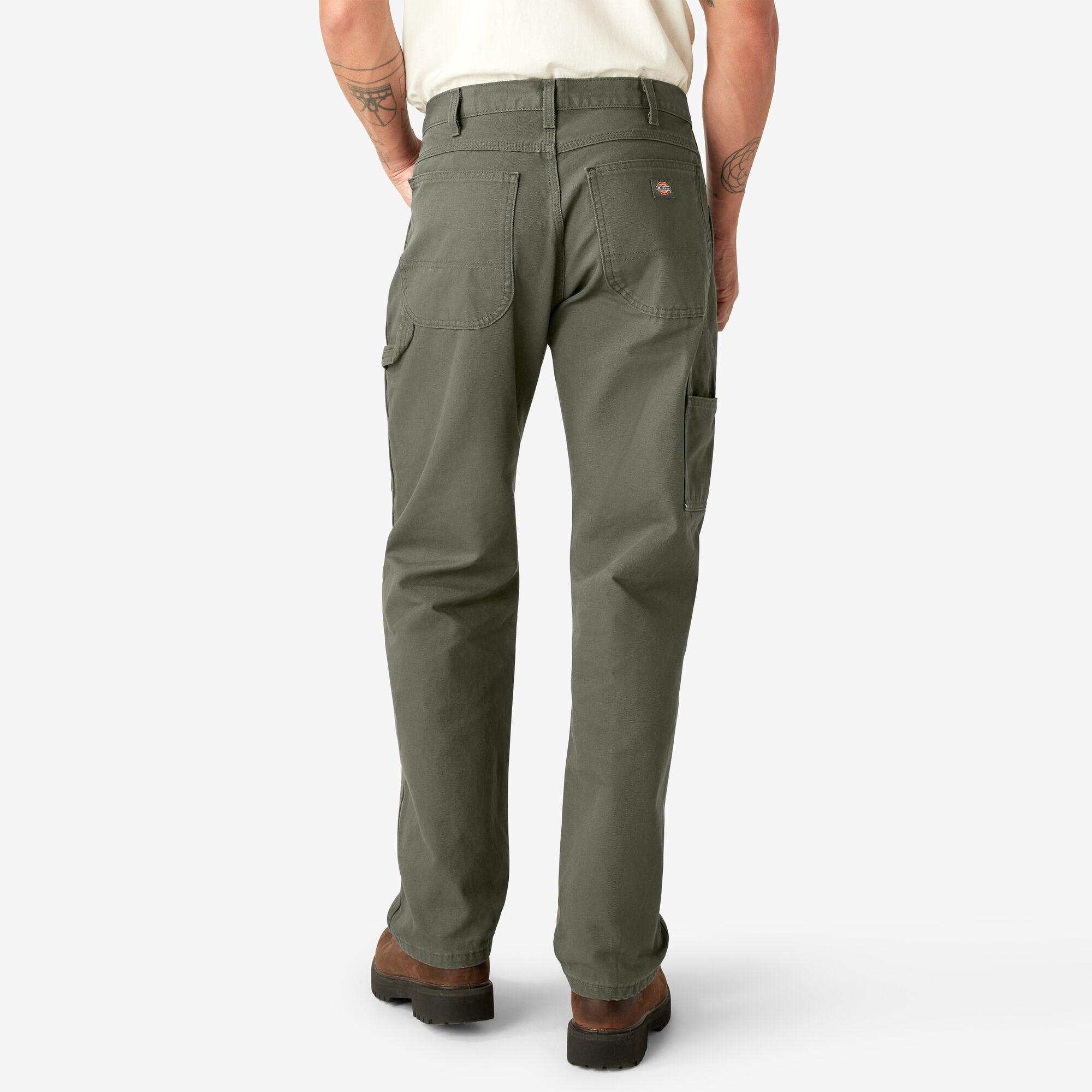 Relaxed Fit Heavyweight Duck Carpenter Pants, Rinsed Moss Green - Purpose-Built / Home of the Trades