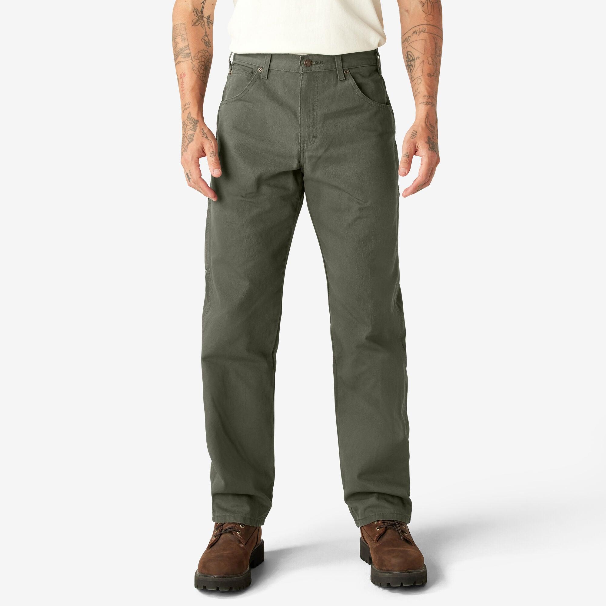 Relaxed Fit Heavyweight Duck Carpenter Pants, Rinsed Moss Green - Purpose-Built / Home of the Trades