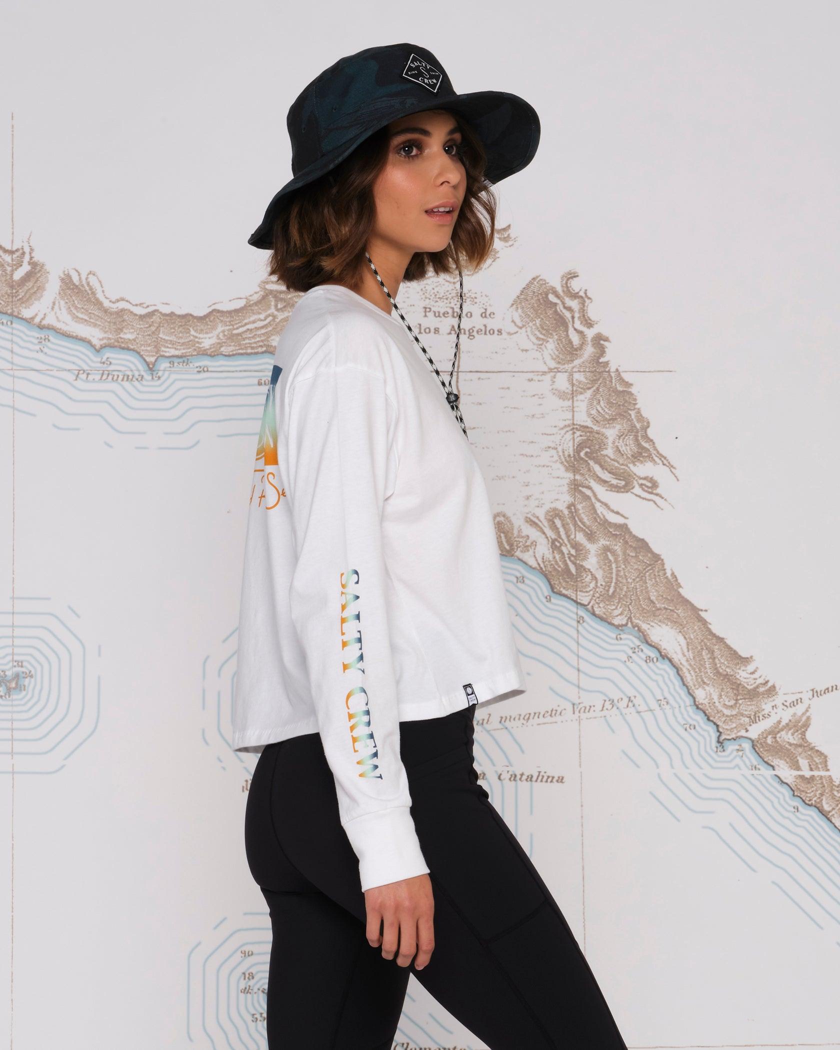 Alpha Gradient White L/S Crop