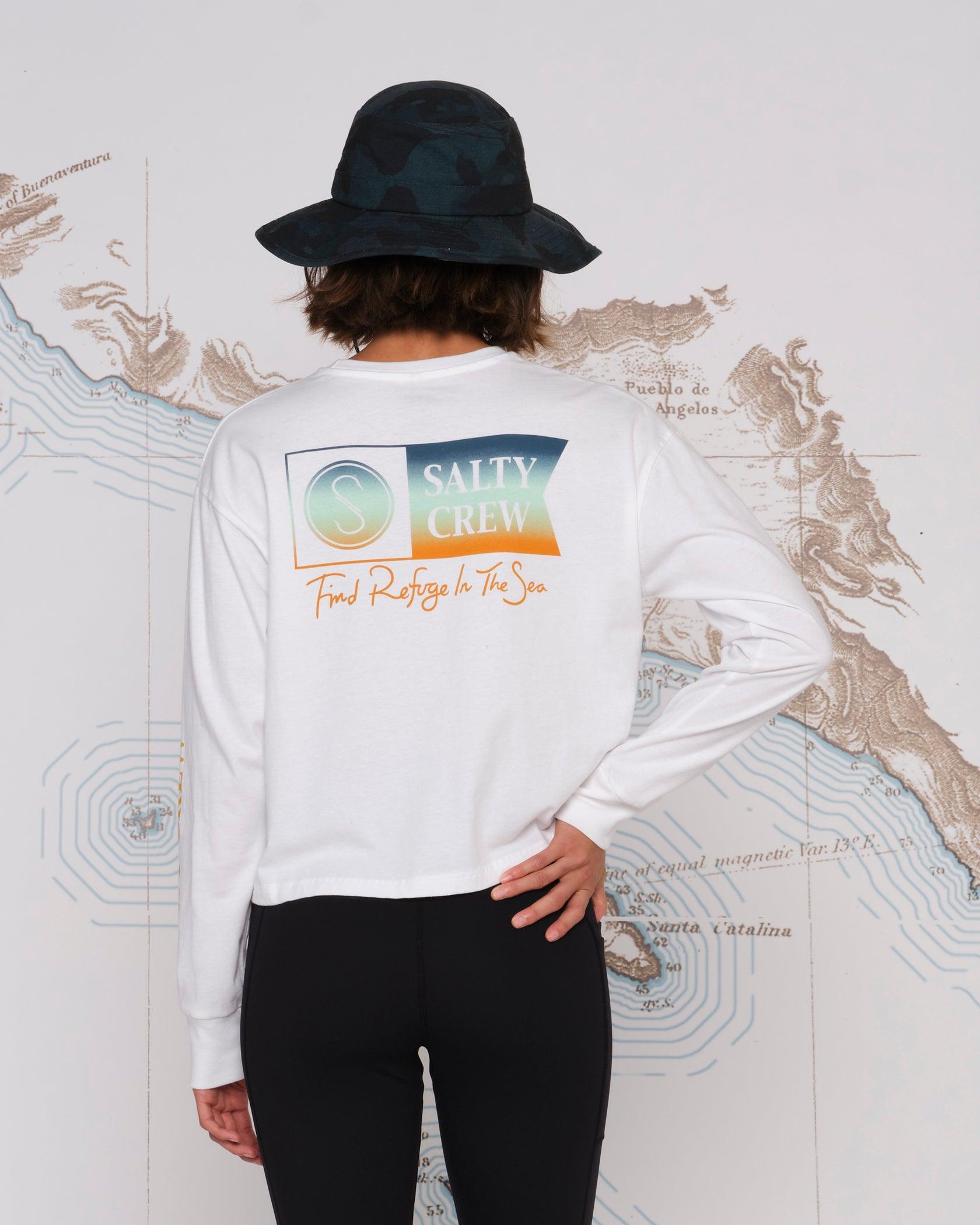 Alpha Gradient White L/S Crop