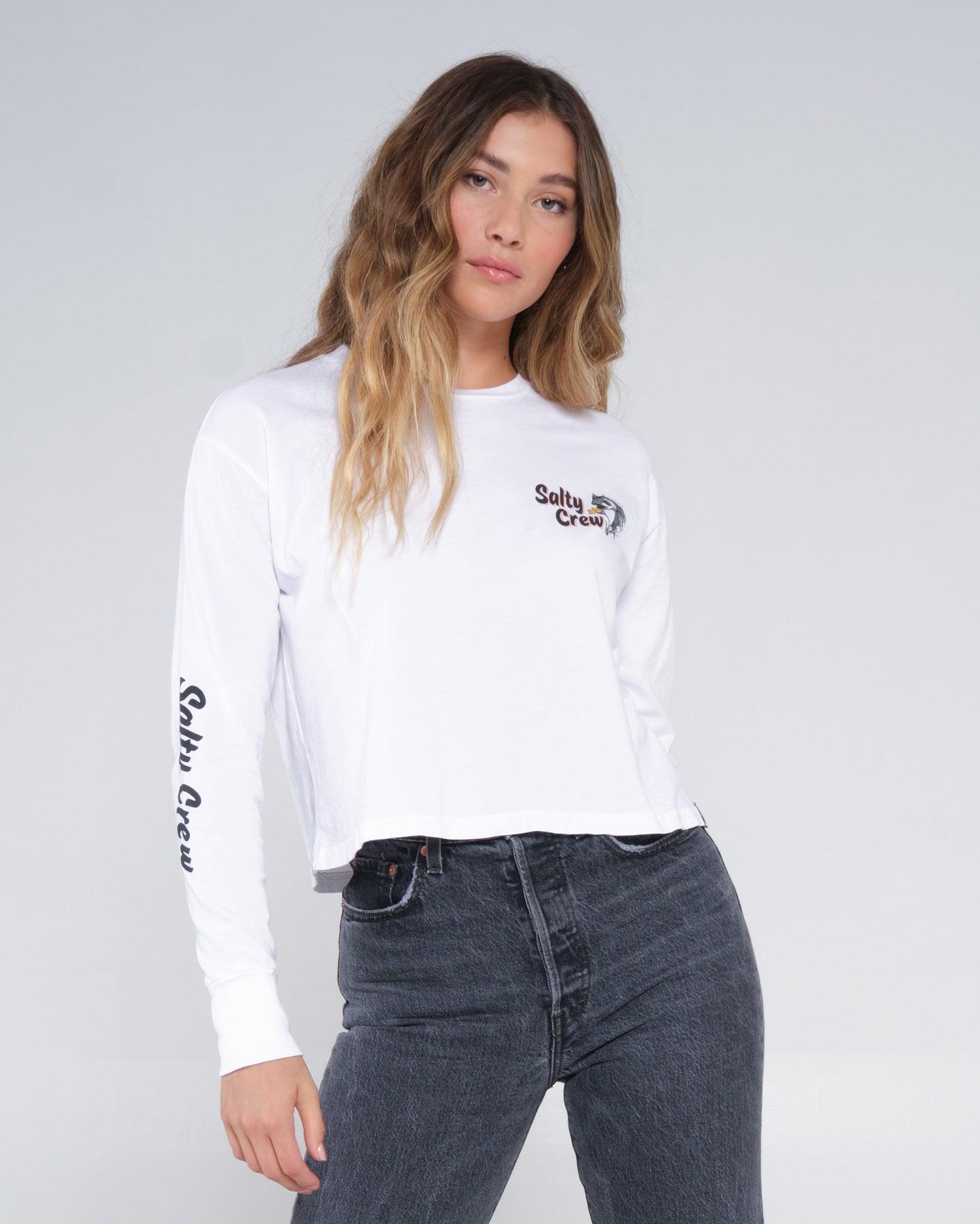 Fish N Chips L/S Crop Tee - White - Purpose-Built / Home of the Trades