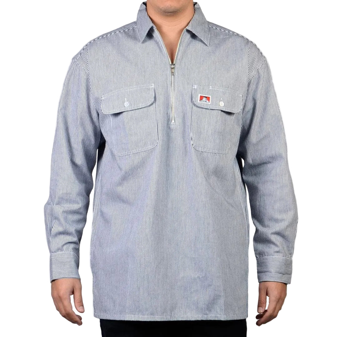 Long Sleeve 100% Cotton 1/2 Zip Shirt: Hickory - Purpose-Built / Home of the Trades