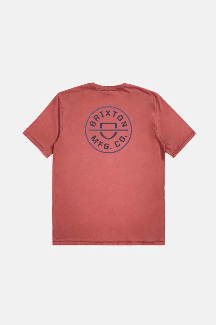 Crest II S/S Standard Tee - Dusty Cedar/Washed Navy/Pacific Blue - Purpose-Built / Home of the Trades