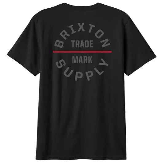 Brixton Oath V short sleeve standard tee in black, charcoal and dark red