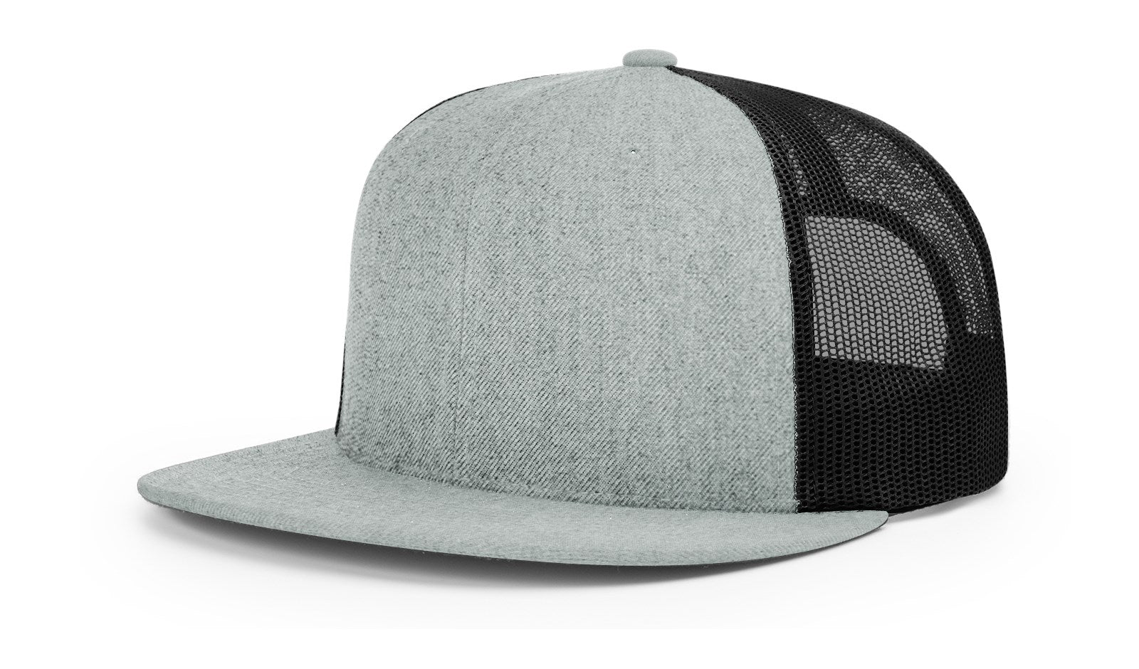 511 - Wool Blend Flat Bill Trucker Cap, Heather Grey & Black