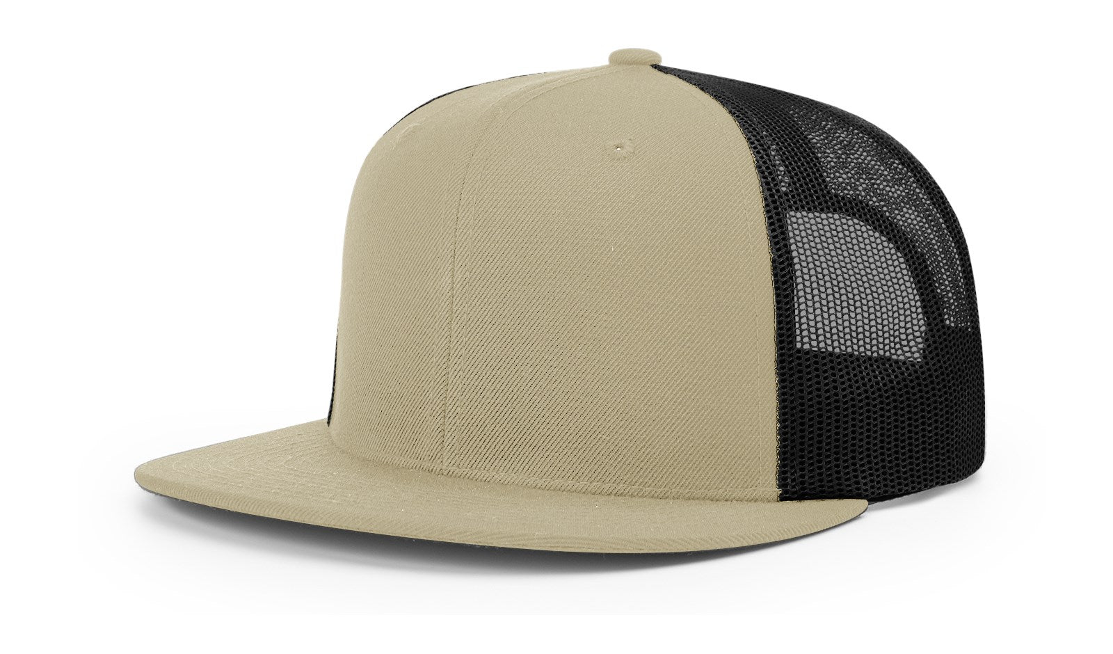 511 - Wool Blend Flat Bill Trucker Cap, Khaki Black