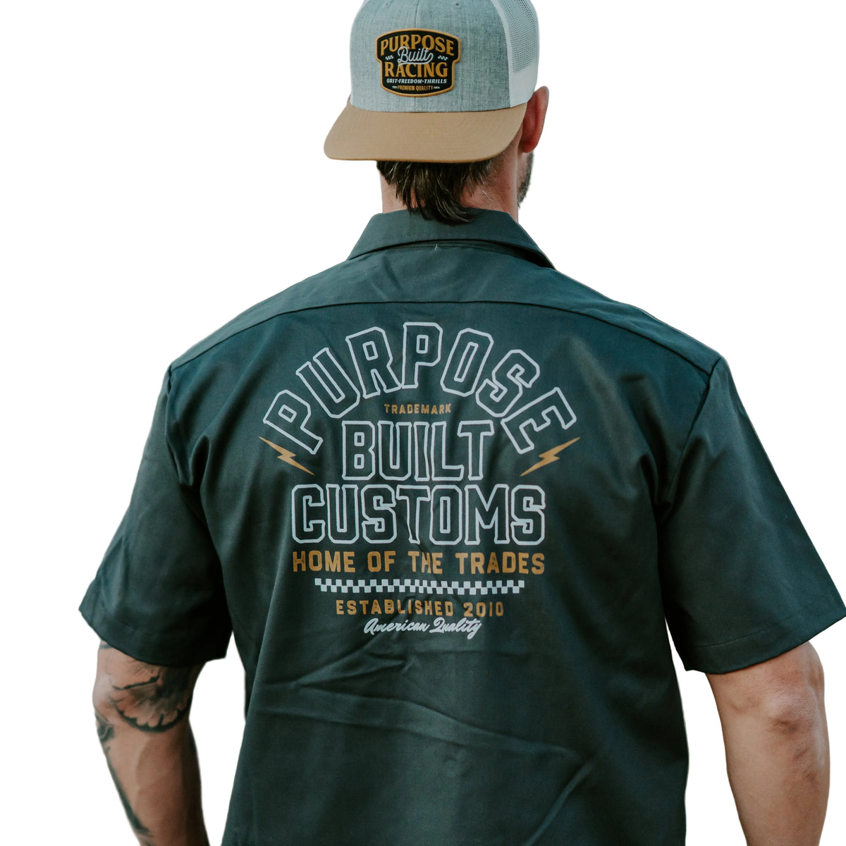 Dickies x Purpose-Built Customs work shirt in charcoal, big and tall sizing