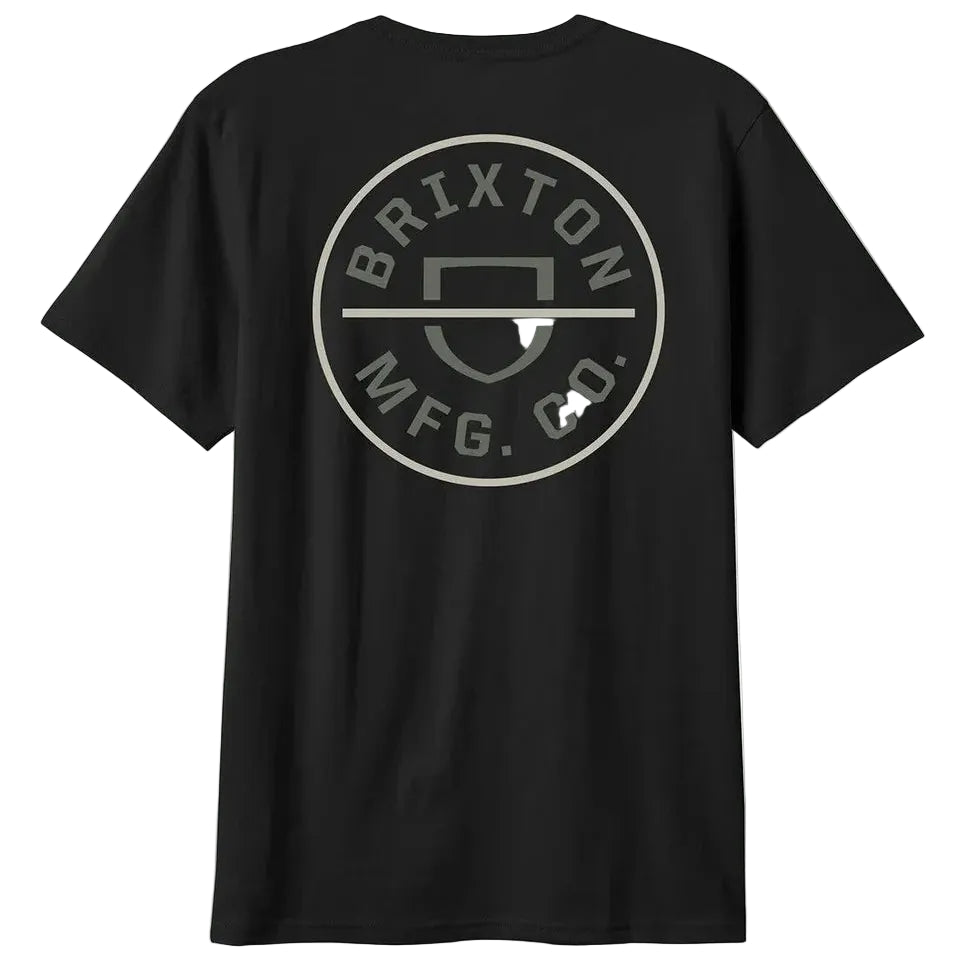 Brixton Crest II short-sleeve standard fit t-shirt in black, dark sage and warm grey