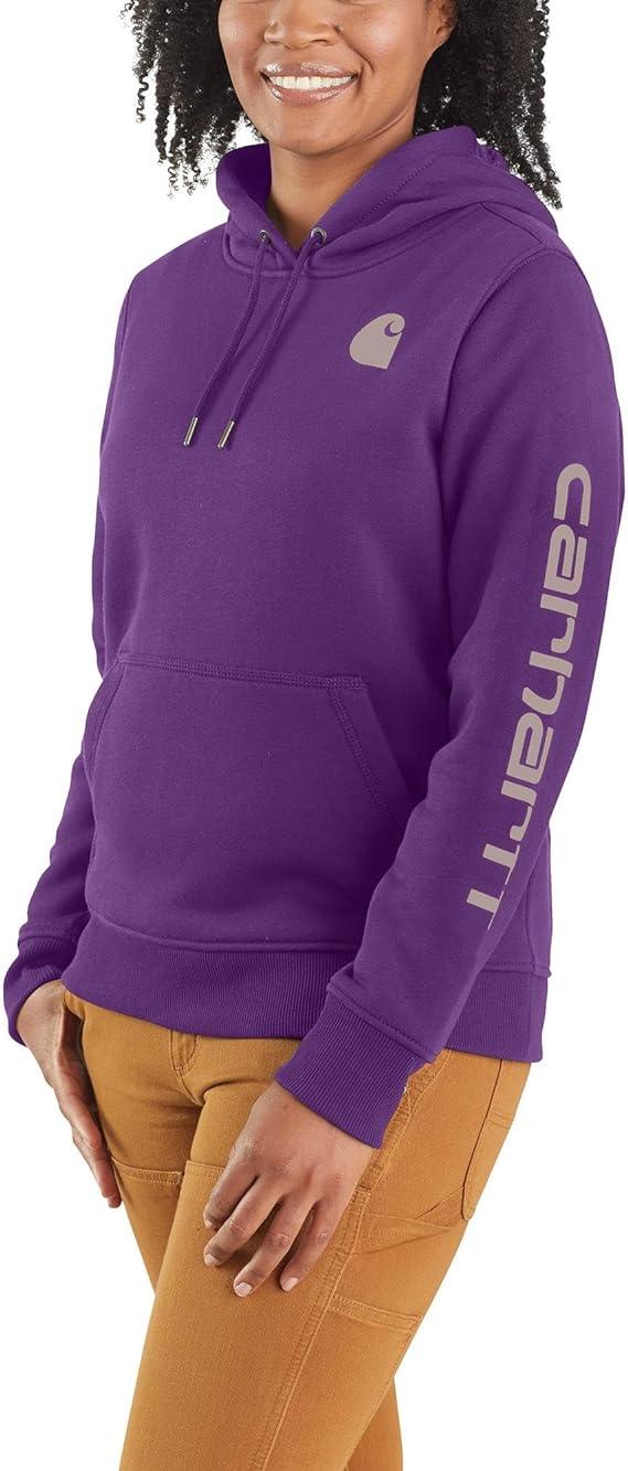 Carhartt Women's Relaxed Fit Midweight Logo Sleeve Graphic Sweatshirt - Purple - Purpose-Built / Home of the Trades