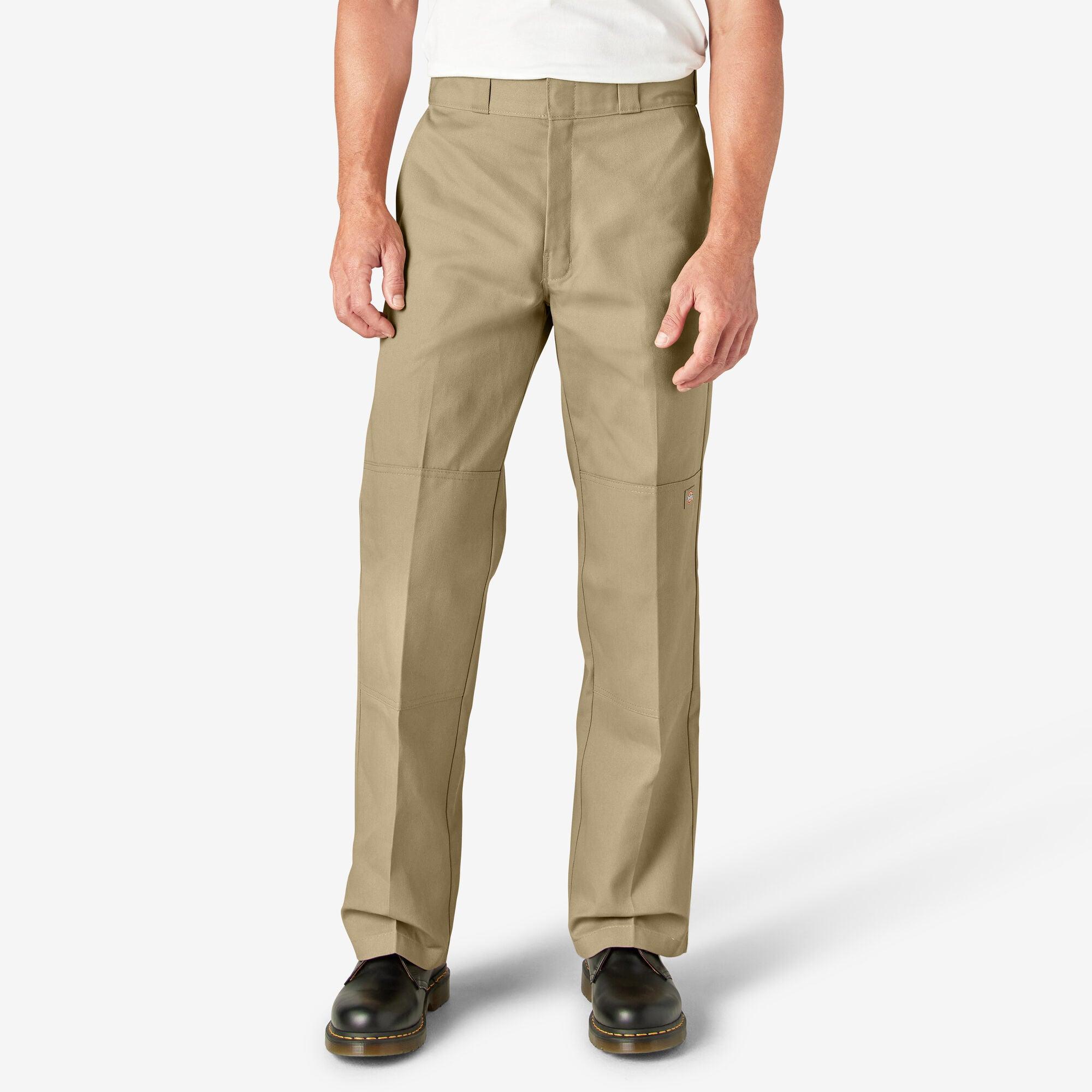 Loose Fit Double Knee Work Pants, Khaki - Main Image