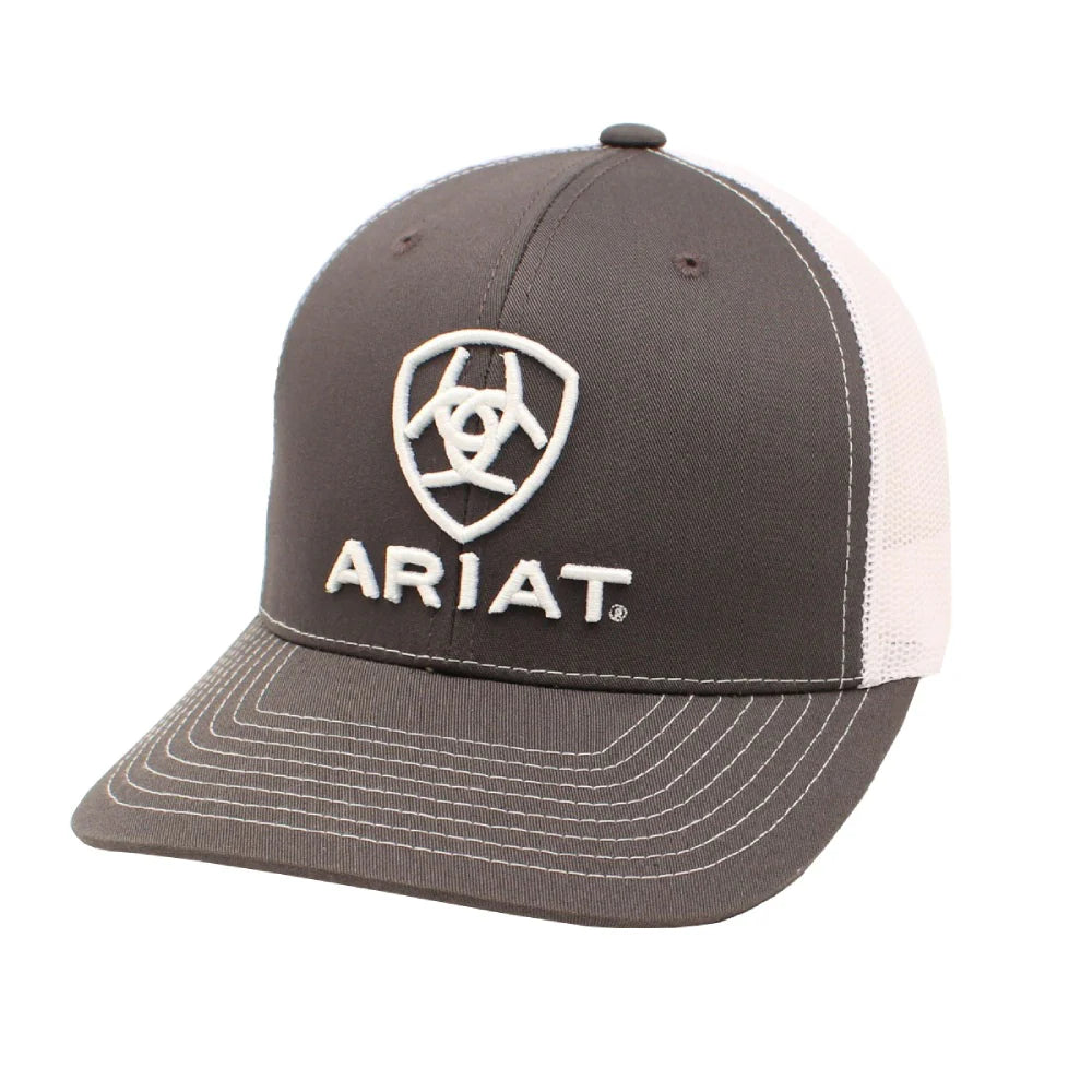 Ariat Men's Mesh Snap Back Shield Hat - Grey