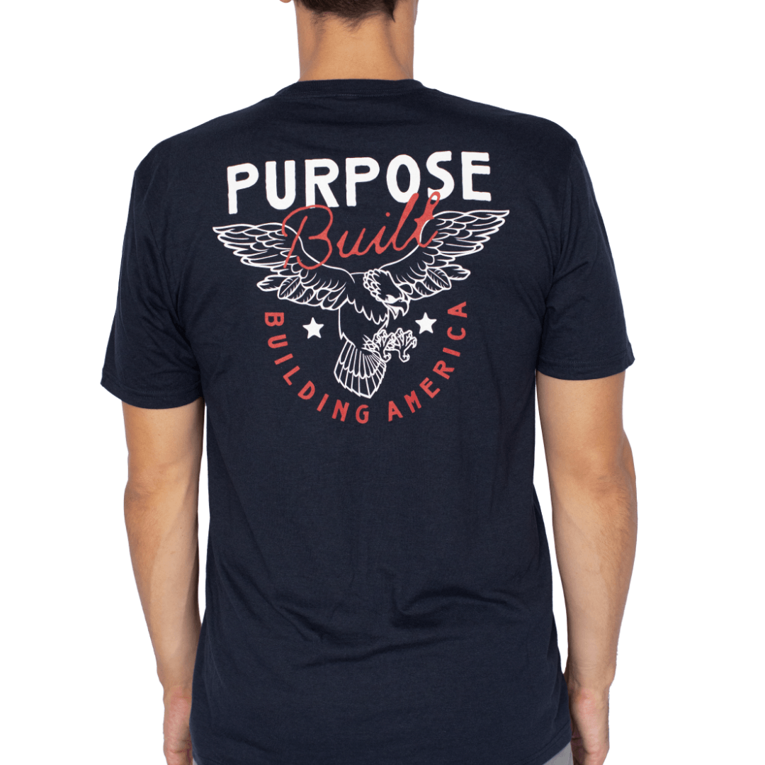 Building America Tee, True Navy - Purpose-Built / Home of the Trades