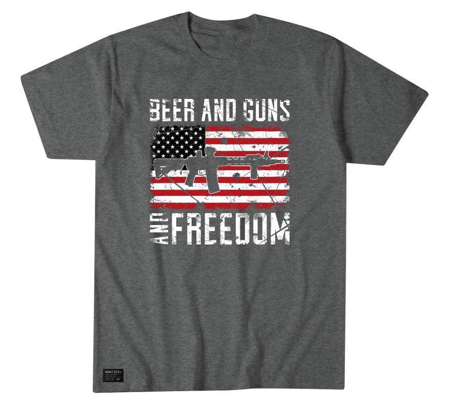 Beer and Guns T-shirt - Graphite Heather - Purpose-Built / Home of the Trades