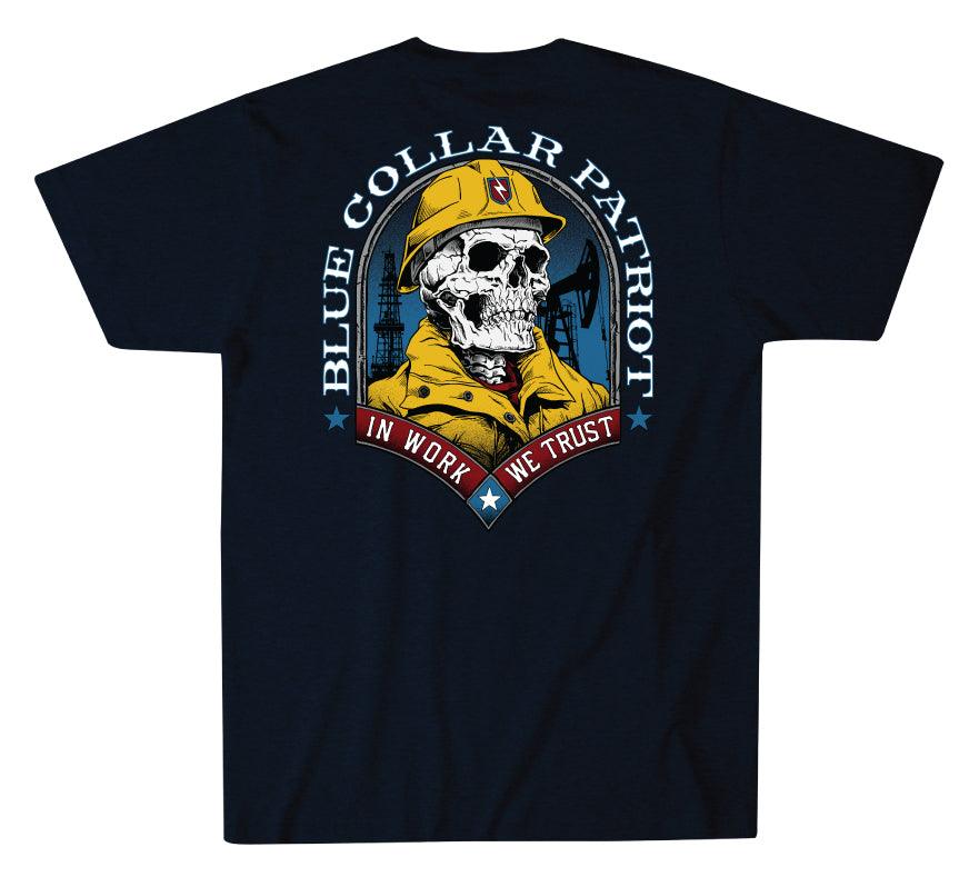 Blue Collar Oil T-shirt - Abyss Blue - Purpose-Built / Home of the Trades