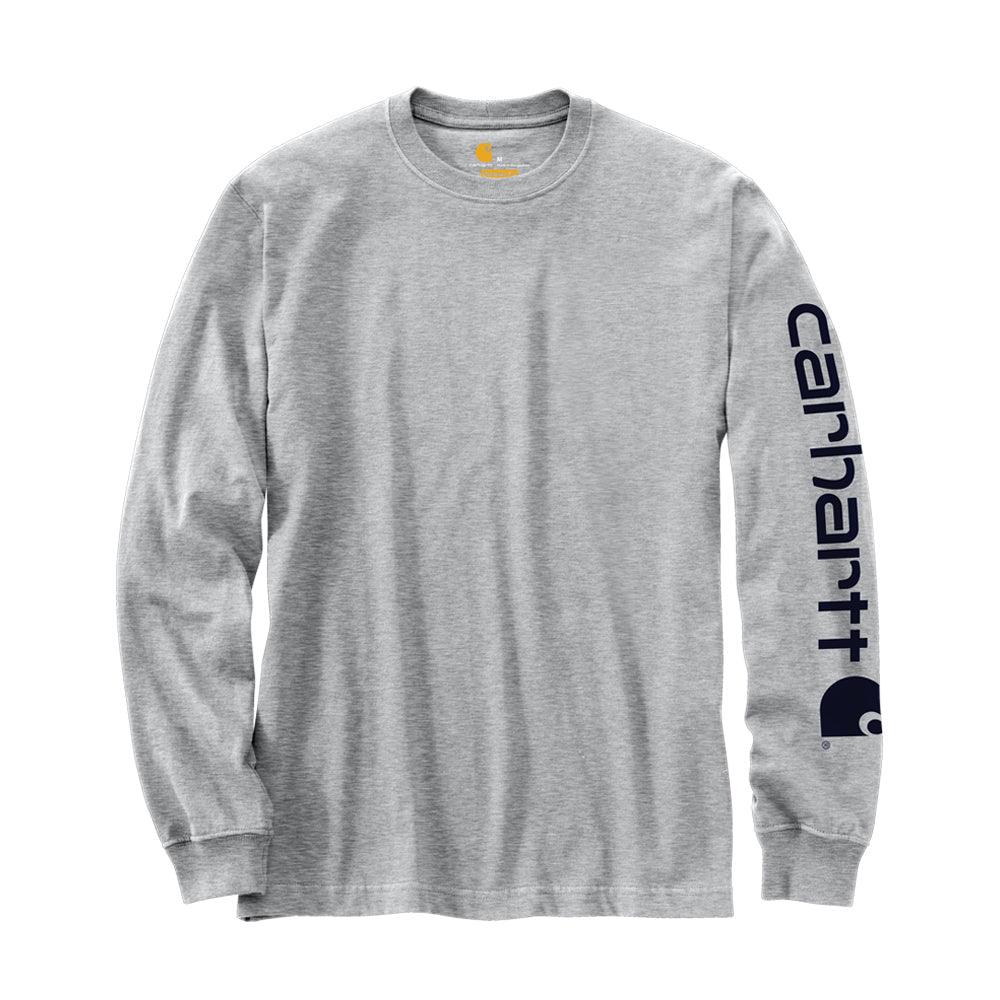 K231 - Loose fit heavyweight long-sleeve logo sleeve graphic t-shirt - Heather Grey/Black - Purpose-Built / Home of the Trades