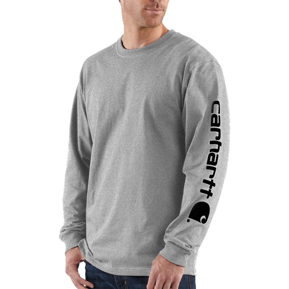 K231 - Loose fit heavyweight long-sleeve logo sleeve graphic t-shirt - Heather Grey/Black - Purpose-Built / Home of the Trades