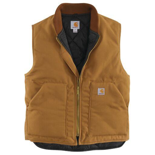 Men's Relaxed Fit Firm Duck Insulated Rib Collar Vest - Carhartt Brown - Purpose-Built / Home of the Trades