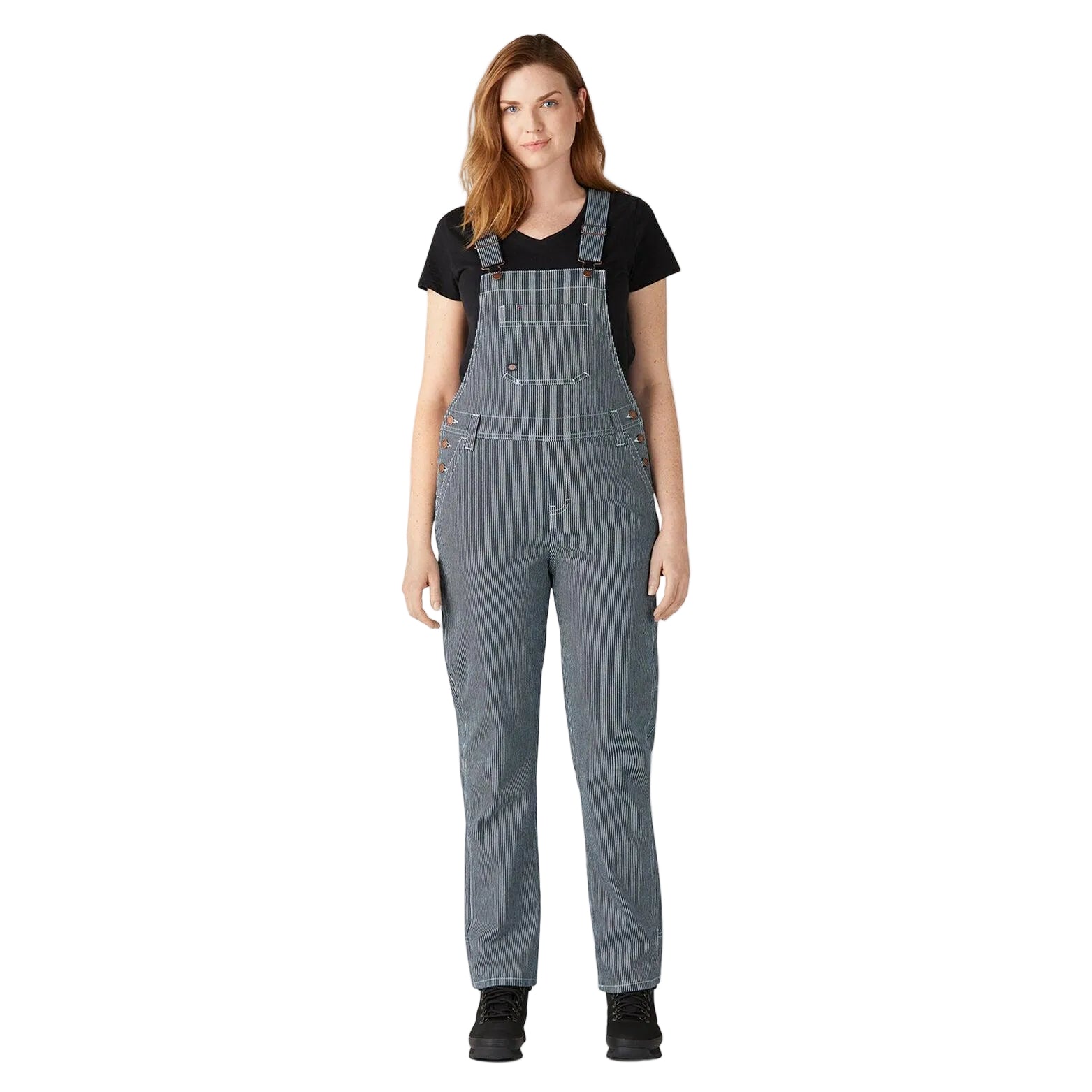 Women’s Hickory Stripe Boyfriend Fit Bib Overalls - Stonewashed Hickory Stripe - Purpose-Built / Home of the Trades
