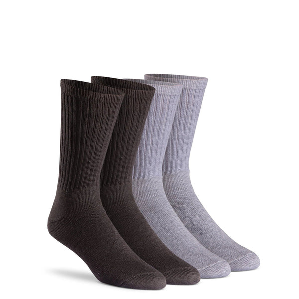 Men's Rugged Crew Sock 6 Pack, Grey & Black