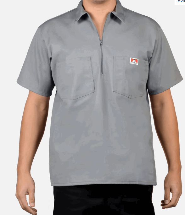 Short Sleeve Solid 1/2 Zip Shirt - Light Grey Short Sleeve Solid 1/2 Zip Shirt - Light Grey